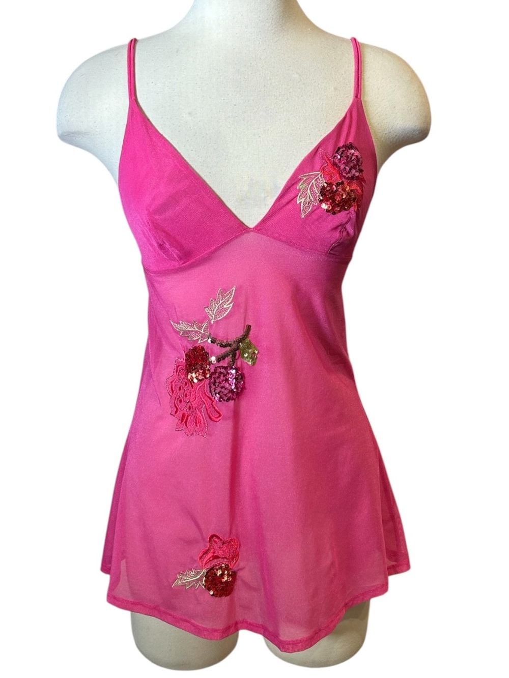 Y2K Victoria's Secret Mesh Sequin Babydoll Cami Top